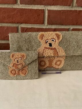 NEW Rachel Zoe Beaded Teddy Crossbody/Clutch & Cards/Coins Holder NWT